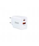 Tooq Cargador de Pared USB 3.0 18W, USB-C 20W - Carga Rapida - Color Blanco