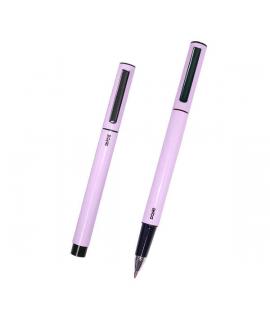 Dohe Boligrafos Elegantes de Metal Ligero - Cuerpo Ovalado Morado Ergonomico - Capucha con Clip - Fabricados en Aluminio - Tinta
