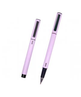 Dohe Boligrafos Elegantes de Metal Ligero - Cuerpo Ovalado Morado Ergonomico - Capucha con Clip - Fabricados en Aluminio - Tinta