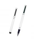 Dohe Boligrafos Elegantes de Metal Ligero - Cuerpo Ovalado Blanco - Ergonomicos y Deslizamiento Perfecto - Capucha con Clip - Fa