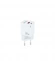 Tooq Cargador de Pared GaN USB-CPD + USB-AQC 30W - Color Blanco