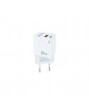 Tooq Cargador de Pared GaN USB-CPD + USB-AQC 30W - Color Blanco