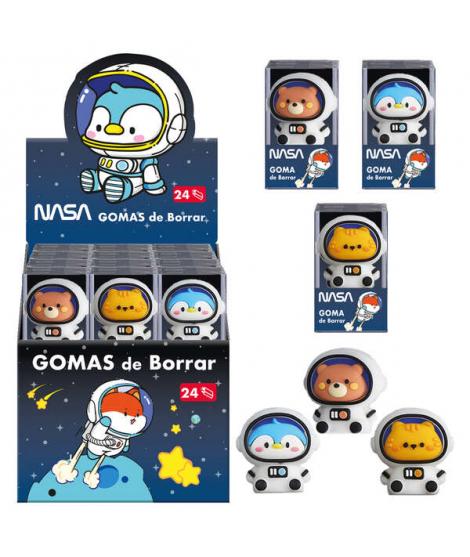 Dohe Expositor de 24 Gomas de Borrar PVC con Formas de Astronautas-Animales - Diversidad de Diseños Creativos - Material Resiste