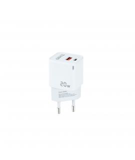 Tooq Cargador de Pared USB-C/PD + USB-A/QC 20W - Color Blanco