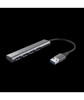Trust Hub USB de Aluminio Halyx - 4 Puertos USB-A - Velocidad de 5 Gbps - Compacto y Resistente - Conexion Sencilla