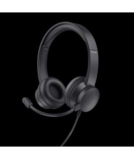 Trust Auriculares Ayda para PC - Diadema Ajustable - Mando de Volumen y Microfono Plegable - Conexion USB - Sonido Estereo