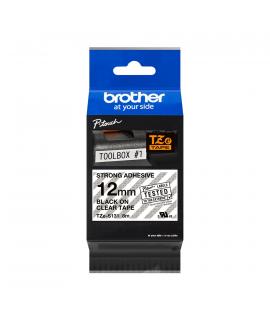Brother TZeS131 Cinta Laminada Super Adhesiva Original de Etiquetas - Texto negro sobre fondo transparente - Ancho 12mm x 8 metr