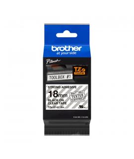 Brother TZeS141 Cinta Laminada Super Adhesiva Original de Etiquetas - Texto negro sobre fondo transparente - Ancho 18mm x 8 metr