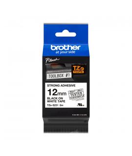 Brother TZeS231 Cinta Laminada Super Adhesiva Original de Etiquetas - Texto negro sobre fondo blanco - Ancho 12mm x 8 metros