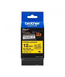 Brother TZeS631 Cinta Laminada Super Adhesiva Original de Etiquetas - Texto negro sobre fondo amarillo - Ancho 12mm x 8 metros