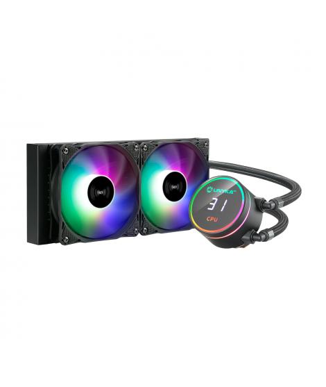 Unykach Aquastorm 240 Kit de Refrigeracion Liquida - 2 Ventiladores de 120mm - Iluminacion RGB - Visualizacion Temperatura CPU -