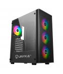 Unykach MIR 100 Caja Gaming ATX, Micro ATX, ITX - Lateral de Vidrio Templado - USB-A 2.0, 3.0 y Audio - 4 Ventiladores 120mm ARG