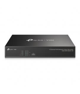 TP-Link VIGI NVR1004H-4P Grabador de Video en Red PoE+ de 4 Canales - Video H.265+ - Grabacion Continua 24/7 - Audio bidireccion