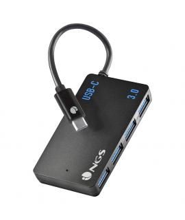 NGS Hub USB-C de Cuatro Puertos USB 3.0 - Tamaño Compacto - Alta Velocidad de Transmision - Compatible con Mac Tablets y Pc/Port