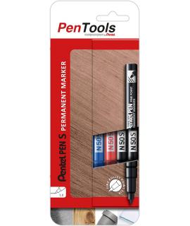 Pentel PenTools Pack de 4 Rotuladores Permanentes Industriales Pentel Pen N50S - Punta Conica Resistente y Duradera - Trazo 1mm 