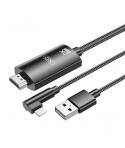 XO Adaptador de Cable Lightning A Hdmi - Longitud de 1.8m - Soporte de Resolucion 2K(60Hz)/1080P - Intercambio de Datos y Audio 