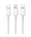 XO Cable de Carga Rapida 3 en 1 - Micro, Tipo C y Lightning a USB - 1m - Color Blanco