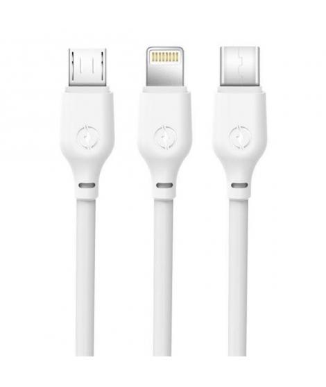 XO Cable de Carga Rapida 3 en 1 - Micro, Tipo C y Lightning a USB - 1m - Color Blanco