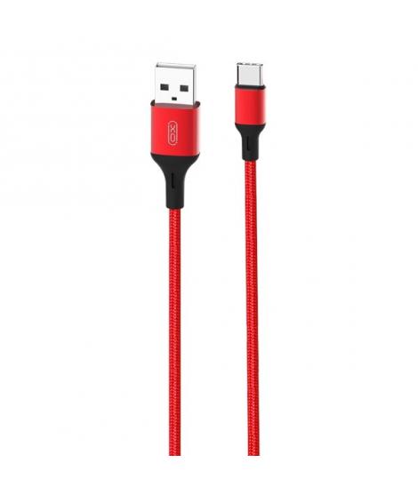 XO Cable USB A Macho a Tipo C - 2.4A - Carga + Transmision de Datos Alta Velocidad - 1m - Color Rojo