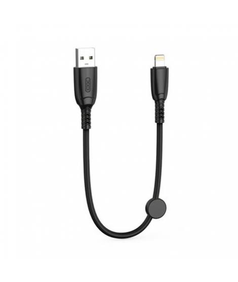 XO Cable NB247 Carga Rapida USB - Lightning - 6A - 25cm con Clip - Color Negro