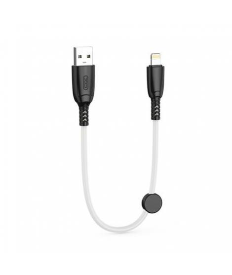 XO Cable NB247 Carga Rapida USB - Lightning - 6A - 25cm con Clip - Color Blanco