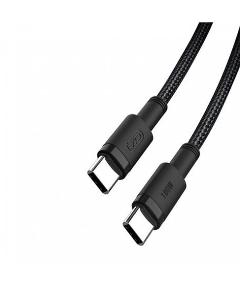 XO Cable Trenzado USB-C Macho a USB-C Macho 100W - Carga + Transmision de Datos Alta Velocidad - Longitud 1.50m