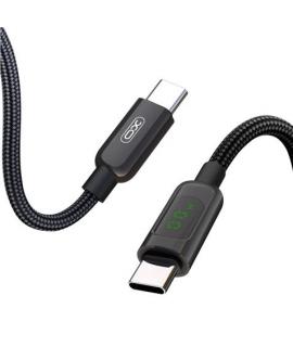 XO Cable Trenzado USB-C Macho a USB-C Macho 60W con Display LED - Carga + Transmision de Datos Alta Velocidad - Longitud 1m