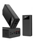 XO PR123 Powerbank 30000mAh - 4 Salidas USB-A - Entradas microUSB, USB-C y Lightning - Pantalla LCD - Funcion Linterna - Carga