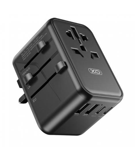 XO Adaptador de Viaje Universal - Conexiones para mas de 150 Paises - Salida de hasta 2500W - Puerto USB-C de 65W - Salida de Ci