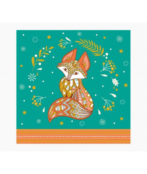 Pictura Tarjeta Arabesque - 16x16cm - Tematica Zorro - Tarjeta Triptica sin Envoltorio - Incluye Sobre Blanco - Papel con Certif