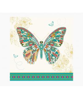 Pictura Tarjeta Arabesque - 16x16cm - Tematica Mariposa - Tarjeta Triptica sin Envoltorio - Incluido Sobre Blanco - Papel con Ce