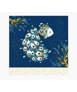 Pictura Tarjeta Arabesque - 16x16cm - Tematica Peces - Tarjeta Triptica sin Envoltorio - Incluido Sobre Blanco - Papel con Certi