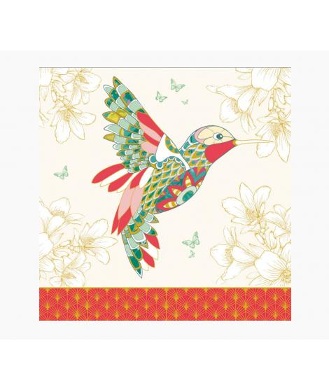 Pictura Tarjeta Arabesque - 16x16cm - Tematica Colibri - Tarjeta Triptica sin Envoltorio - Incluido Sobre Blanco - Papel con Cer