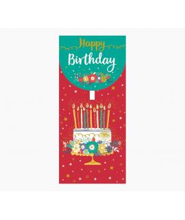 Pictura Tarjeta Money Cards - 9.6x21.3cm - Tematica Tarta de Cumpleaños - Embolsada Individualmente - Incluye Sobre Blanco - Pap