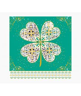 Pictura Tarjeta Arabesque - 16x16cm - Tematica Trebol de Cuatro Hojas - Tarjeta Triptica sin Envoltorio - Incluido Sobre Blanco 
