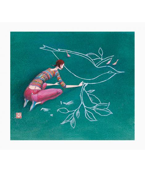 Pictura Gaëlle Boissonnard Tarjeta Doble - Acabado en Barniz de Relieve UV Grueso - Laminado Mate de Tacto Suave - 10.5x21cm - P