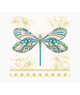 Pictura Tarjeta Arabesque - 16x16cm - Tematica Libelula - Triptica sin Envoltorio - Incluye Sobre Blanco - Papel con Certificaci