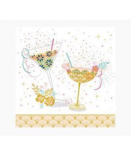 Pictura Tarjeta Arabesque - 16x16cm - Tematica Copas de Coctel - Tarjeta Triptica - Incluye Sobre Blanco - Papel con Certificaci