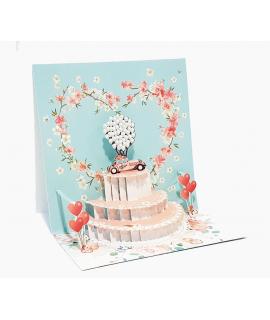 Pictura Tarjeta 3D Pop-Up - 16x16cm - Tematica Corazones - Embolsada Individualmente - Incluye Sobre Blanco - Papel con Certific