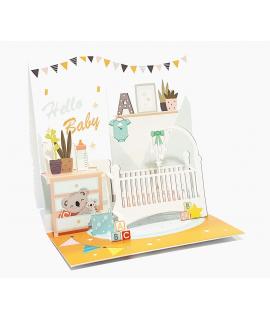 Pictura Tarjeta 3D Pop-Up - 16x16cm - Tematica Bebes - Embolsada Individualmente - Incluido Sobre Blanco - Papel con Certificaci