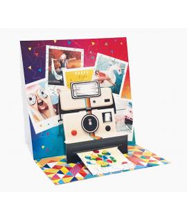 Pictura Tarjeta 3D Pop-Up Polaroid - 16x16cm - Tematica Polaroid - Embolsada Individualmente - Incluye Sobre Blanco - Papel con 