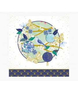 Pictura Tarjeta Arabesque - 16x16cm - Tematica Farolillos - Tarjeta Triptica - Incluye Sobre Blanco - Papel con Certificacion FS