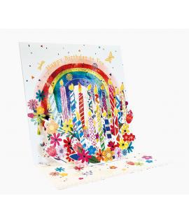 Pictura Tarjeta 3D Pop-Up - 16x16cm - Tematica Velas de Cumpleaños - Embolsada Individualmente - Incluido Sobre Blanco - Papel c
