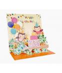 Pictura Tarjeta 3D Pop-Up - 16x16cm - Tematica Buhos - Embolsada Individualmente - Incluye Sobre Blanco - Papel con Certificacio