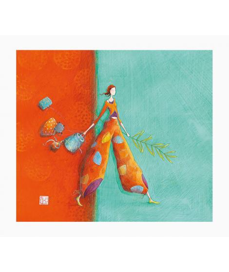 Pictura Gaëlle Boissonnard Tarjeta Doble - Acabado en Barniz de Relieve UV Grueso - Laminado Mate de Tacto Suave - 10.5x21cm - P