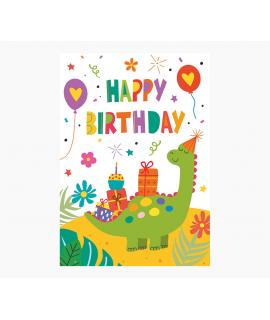 Pictura Tarjeta Zig-Zag - 15x22cm - Tematica Dinosaurios - Triptica sin Envoltorio - Incluye Sobre Blanco - Papel con Certificac