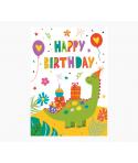Pictura Tarjeta Zig-Zag - 15x22cm - Tematica Dinosaurios - Triptica sin Envoltorio - Incluye Sobre Blanco - Papel con Certificac