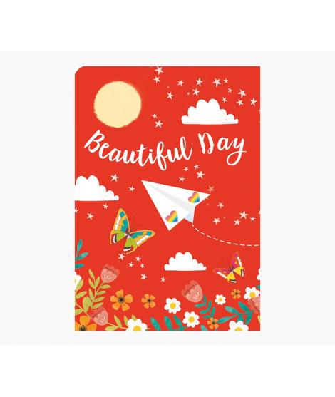 Pictura Tarjeta Felicitacion Zig-Zag Triptico - Estampado en Caliente - Lentejuelas - Pop-Up - 15x22cm - Incluye un Sobre Blanco