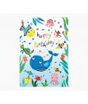 Pictura Tarjeta Zig-Zag - 15x22cm - Tematica Animales Marinos - Tarjeta Triptica - Incluye Sobre Blanco - Papel con Certificacio
