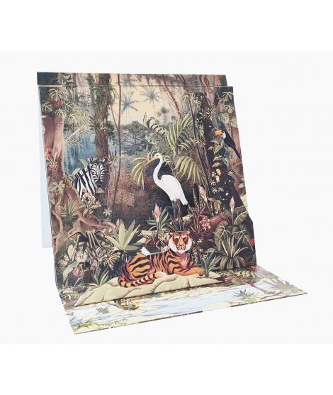 Pictura Tarjeta 3D Pop-Up - 16x16cm - Tematica de La Jungla - Embolsada Individualmente - Incluye Sobre Blanco - Papel con Certi